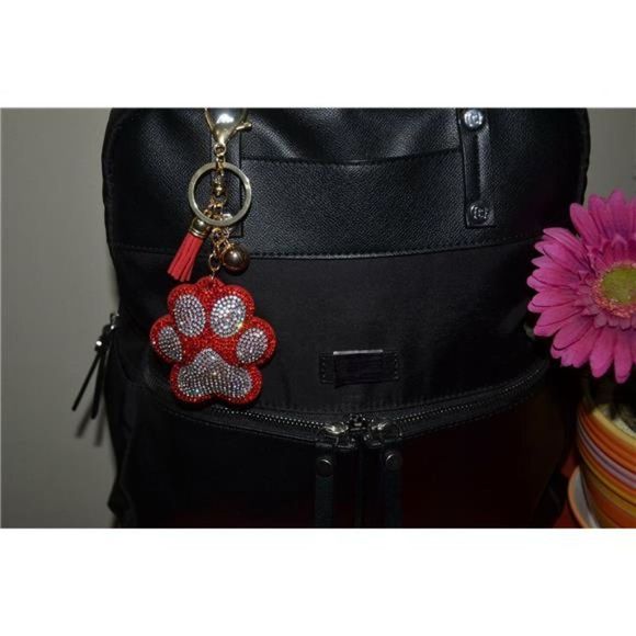 Paw Print Keychain for Dog Lovers Rhinestone Girly Backpack Clip Crystal Bag... - Picture 7 of 7